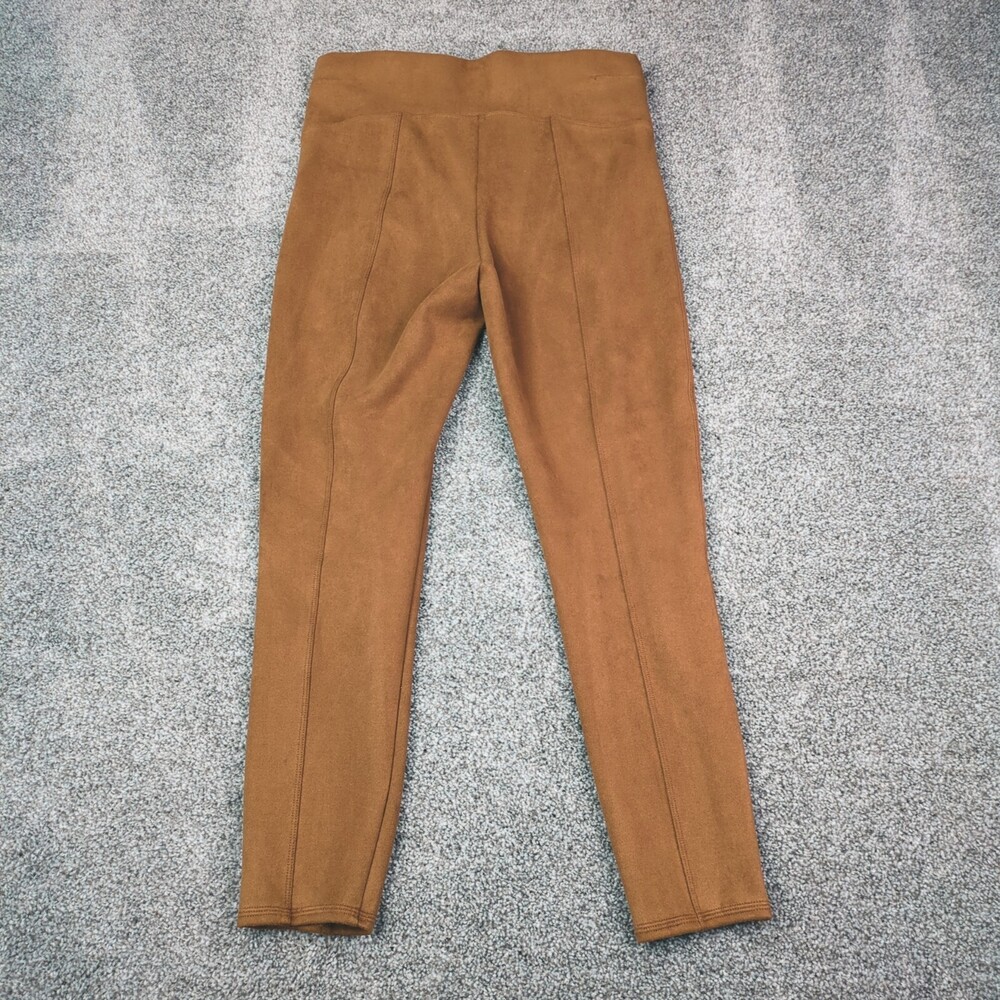 Spanx Leggings Womens PL L Brown Caramel Faux Suede Hi Waist Perfect Pants